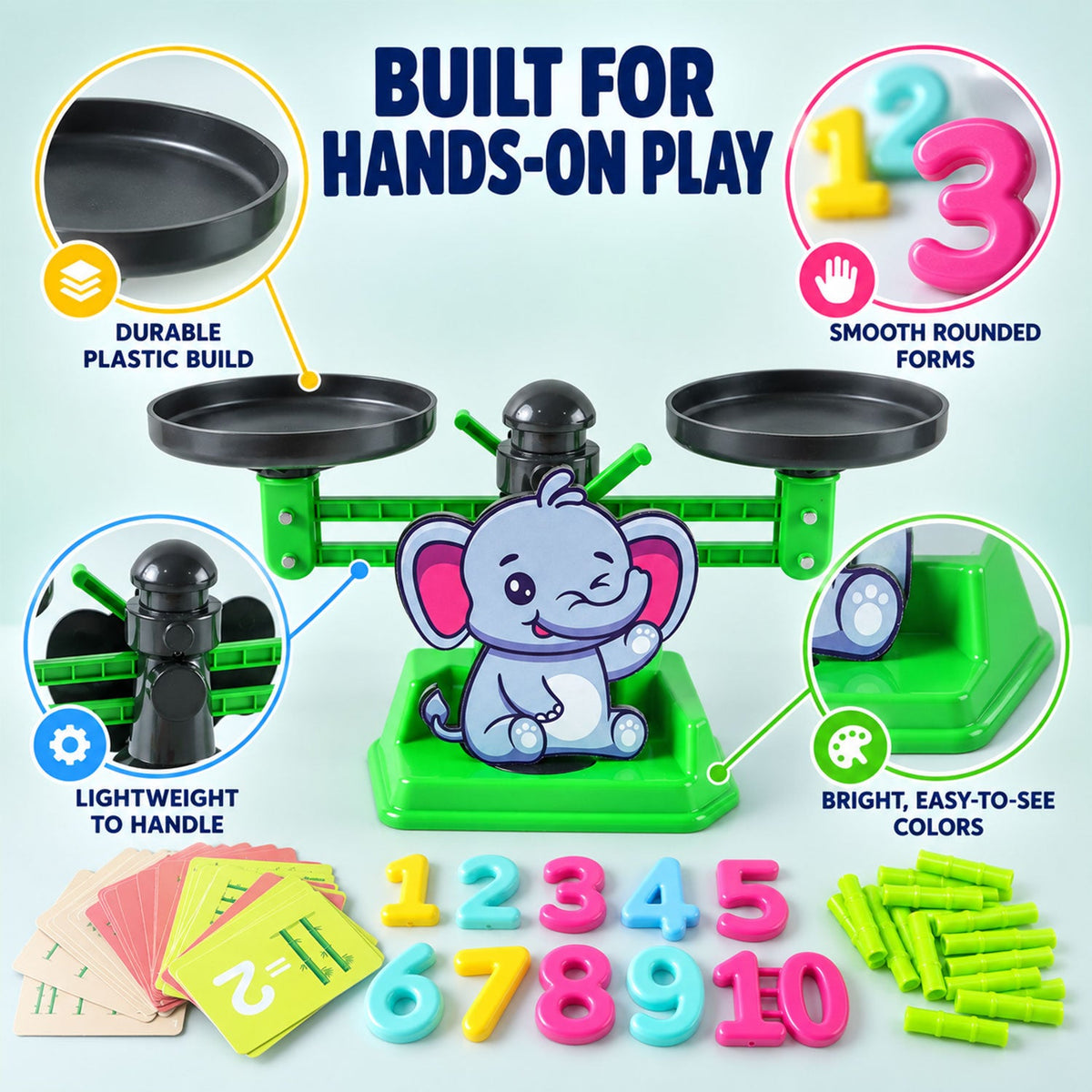 Balancing game number pieces detail