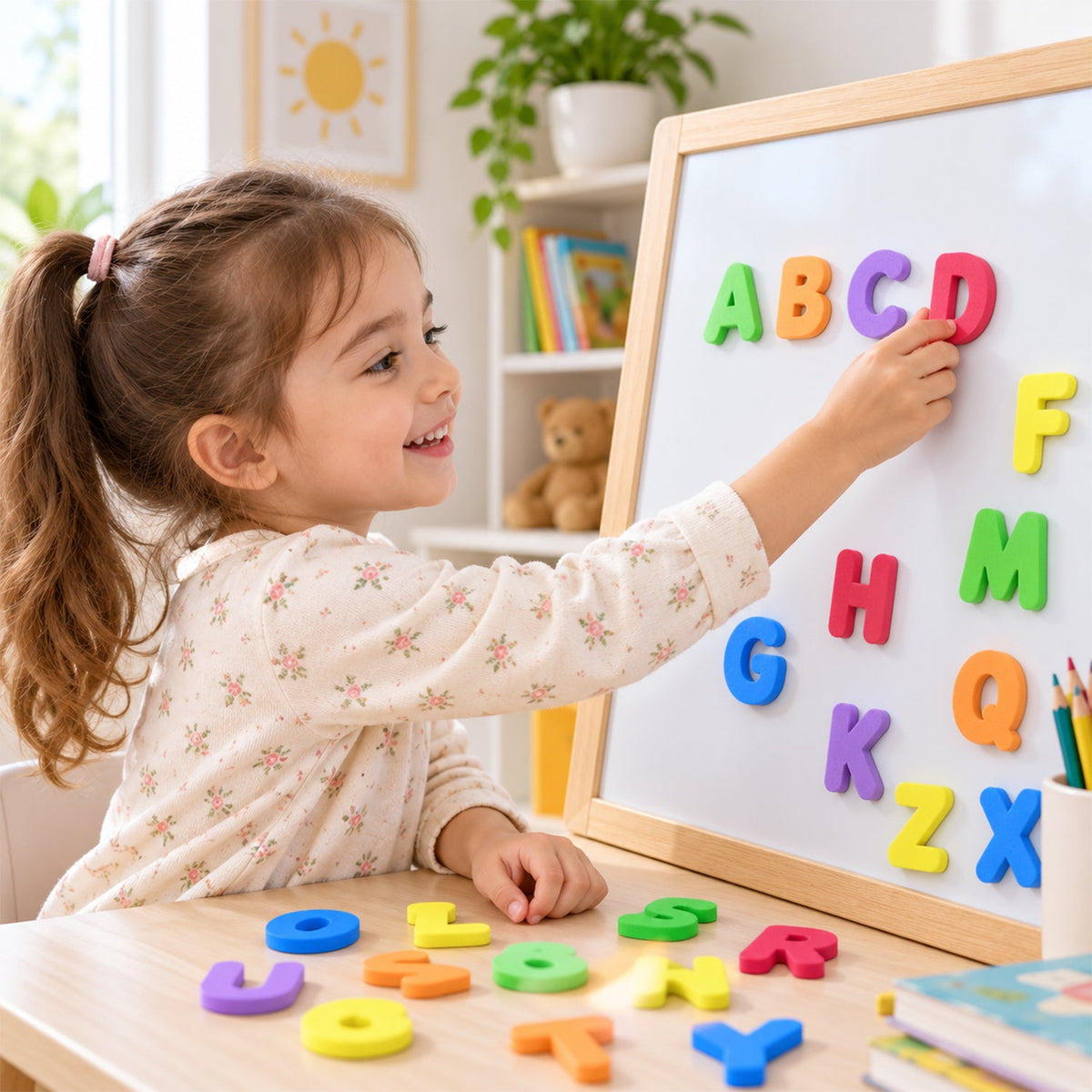 Fridge magnet letters counting practice