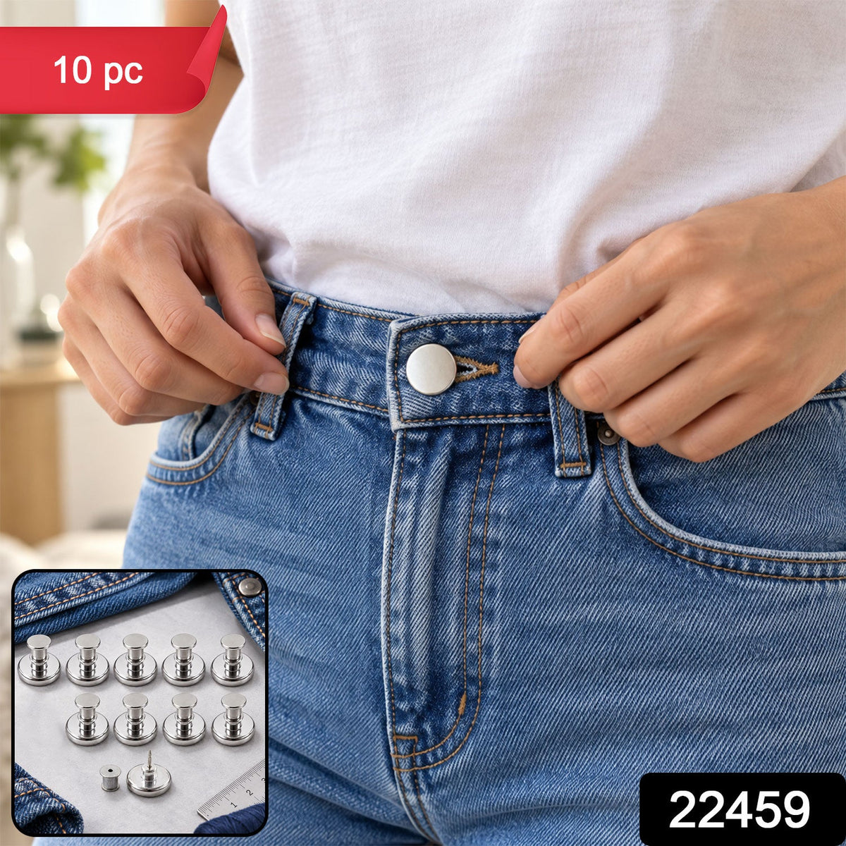 Metal magnetic push pin clips with product code 22459 and 10 Pc label