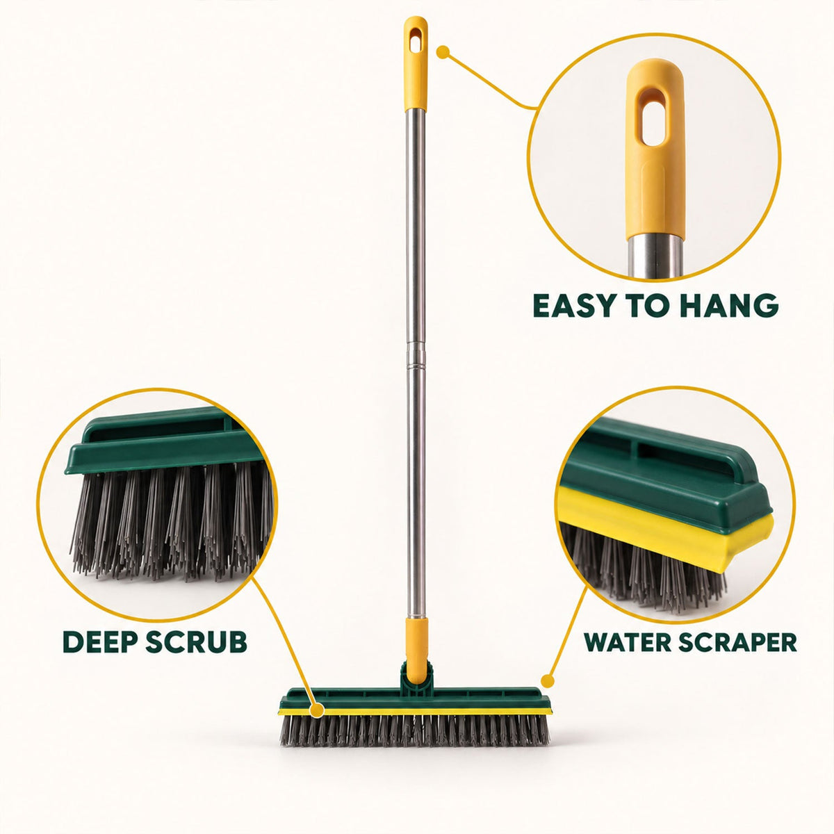 Bathroom scrub brush metal handle