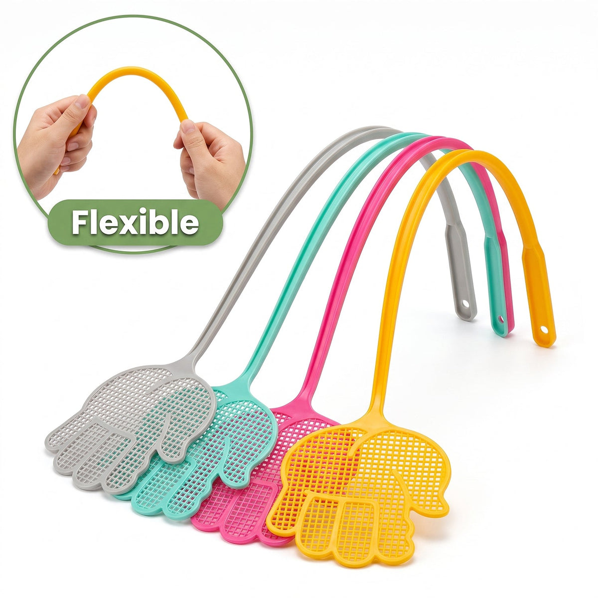 Flexible plastic fly swatter handles