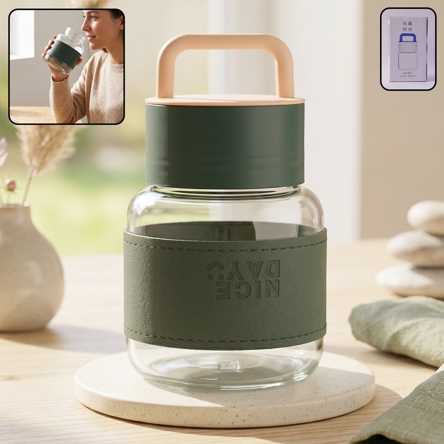 Glass bottle office travel