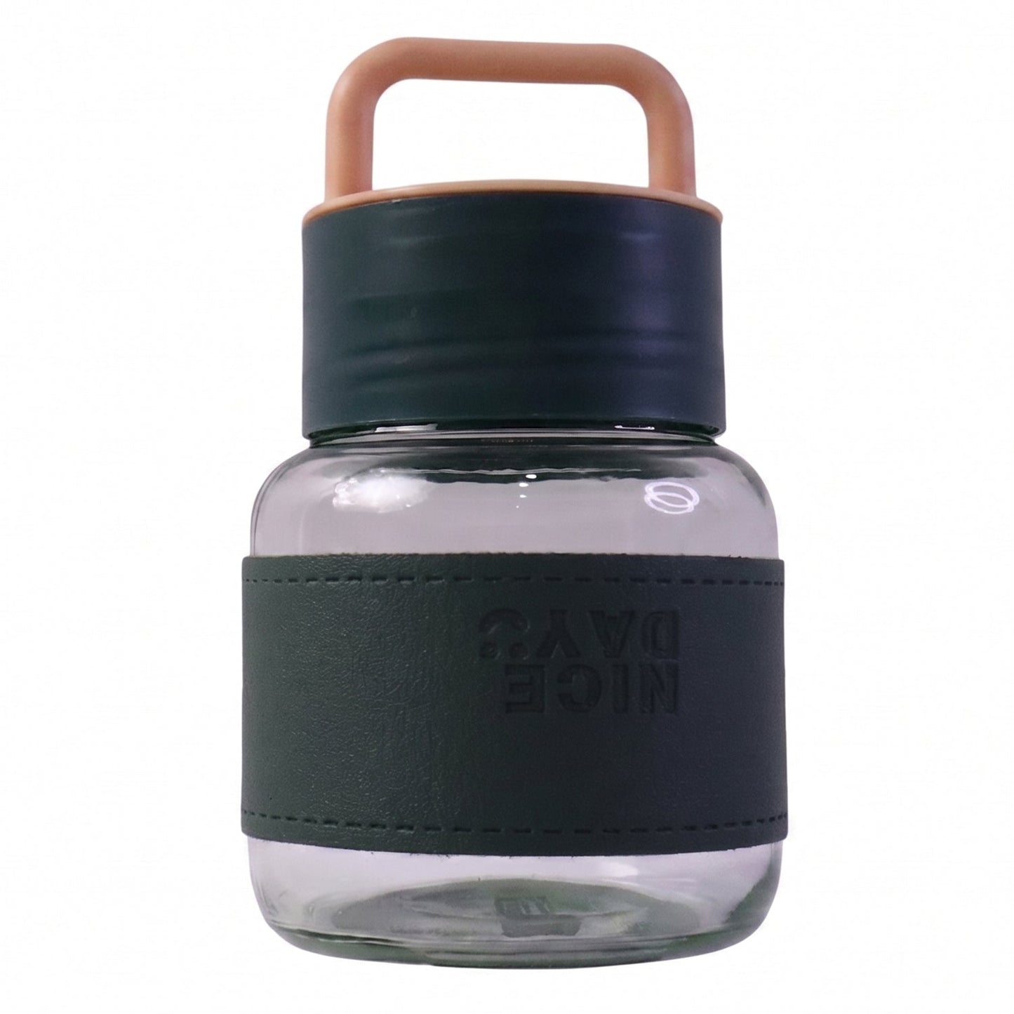 Glass water bottle white bg