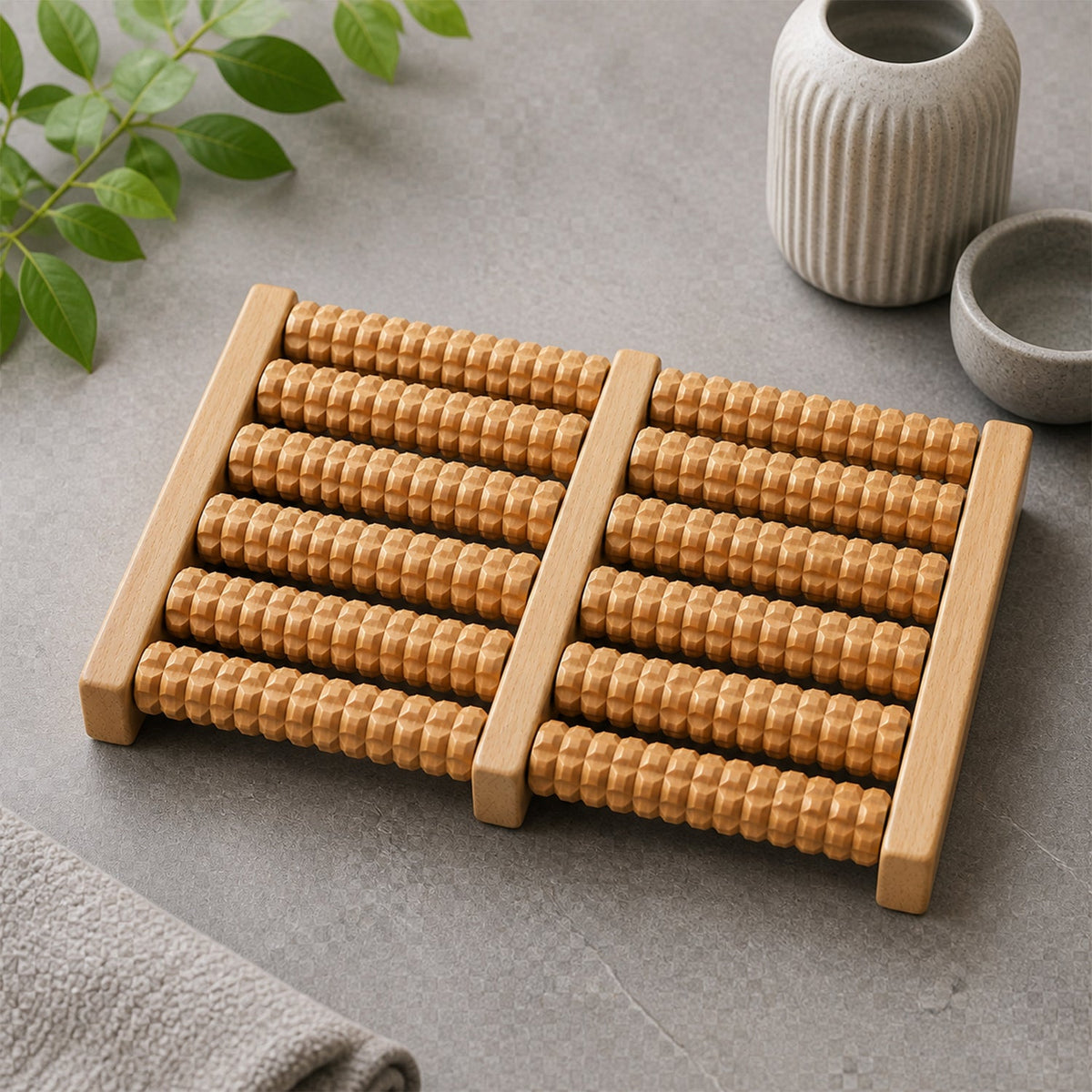 Textured wooden foot massage rollers