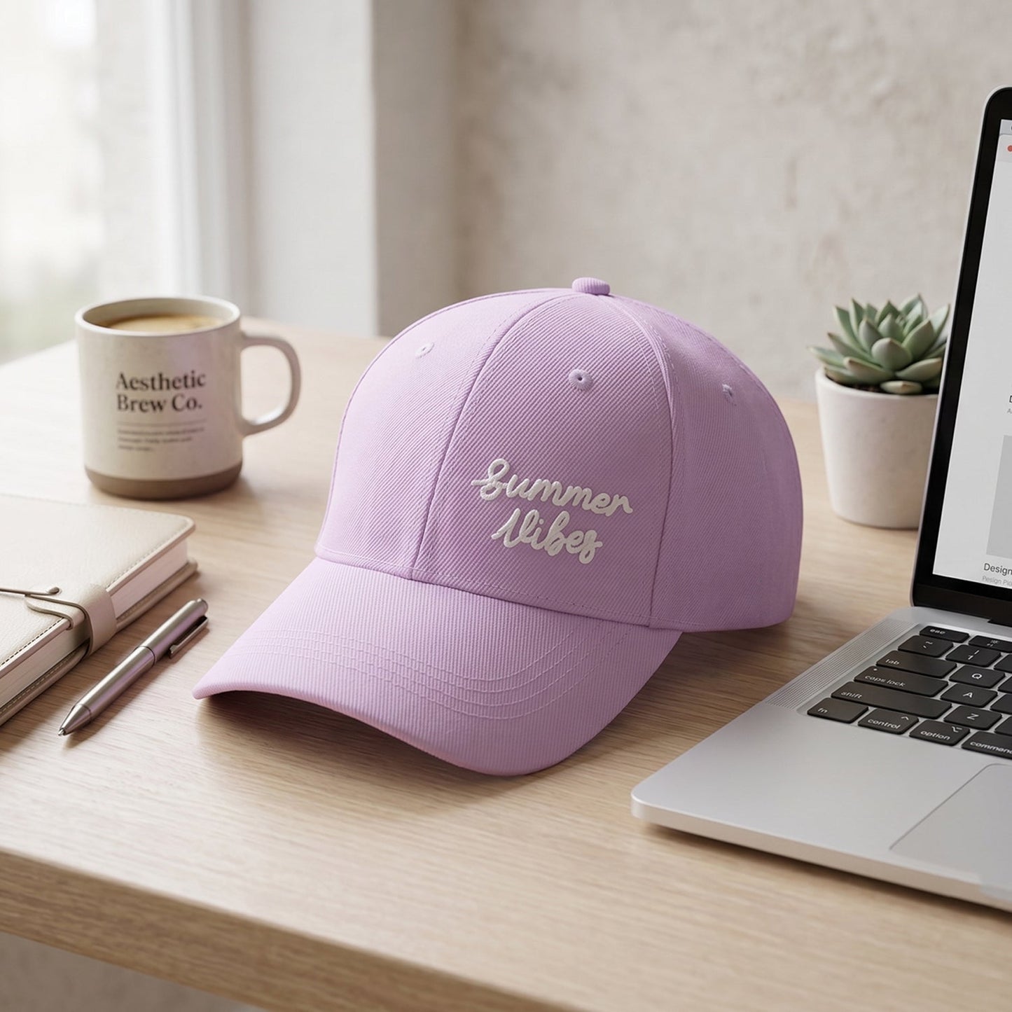 Embroidered cap white bg