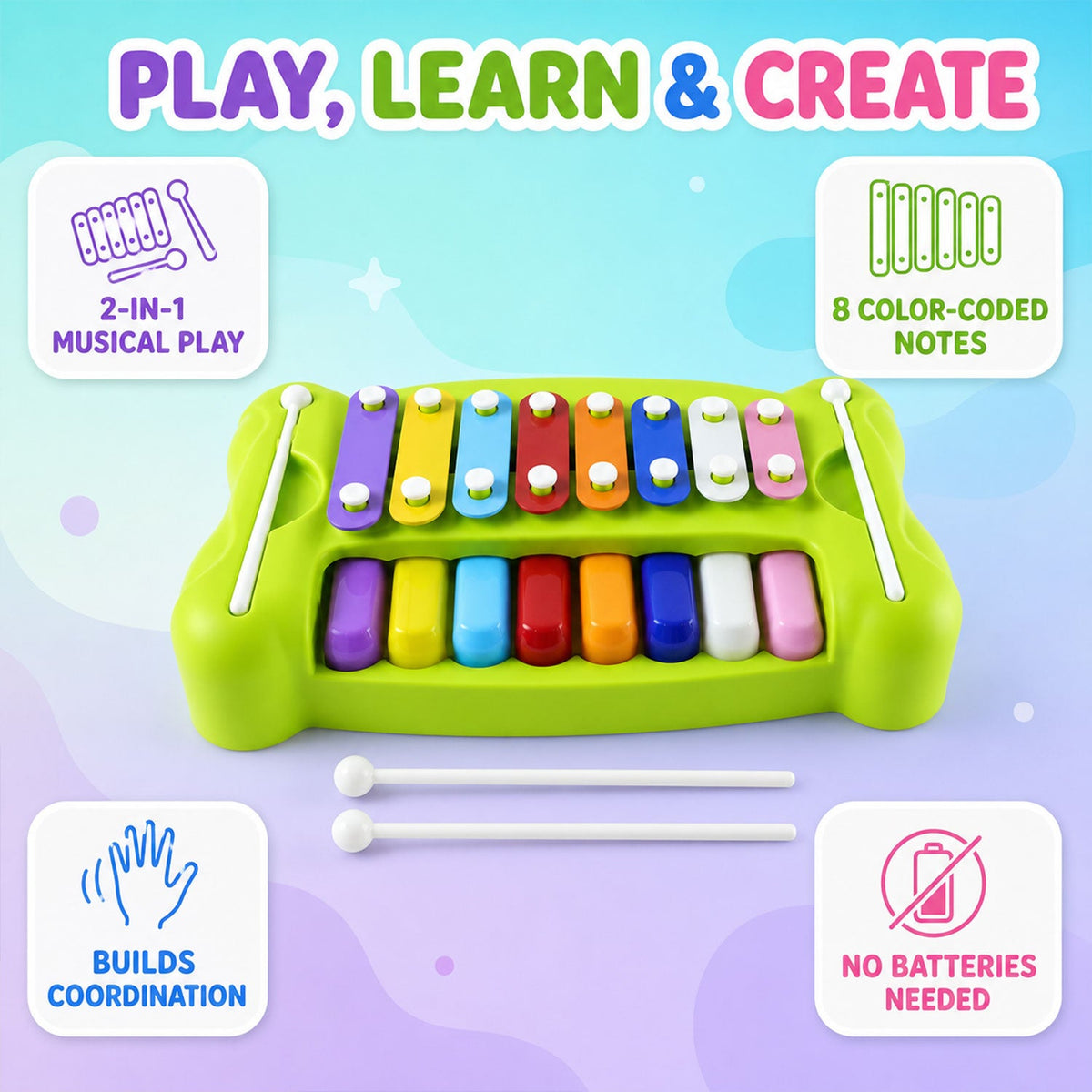 8 key musical toy mallets