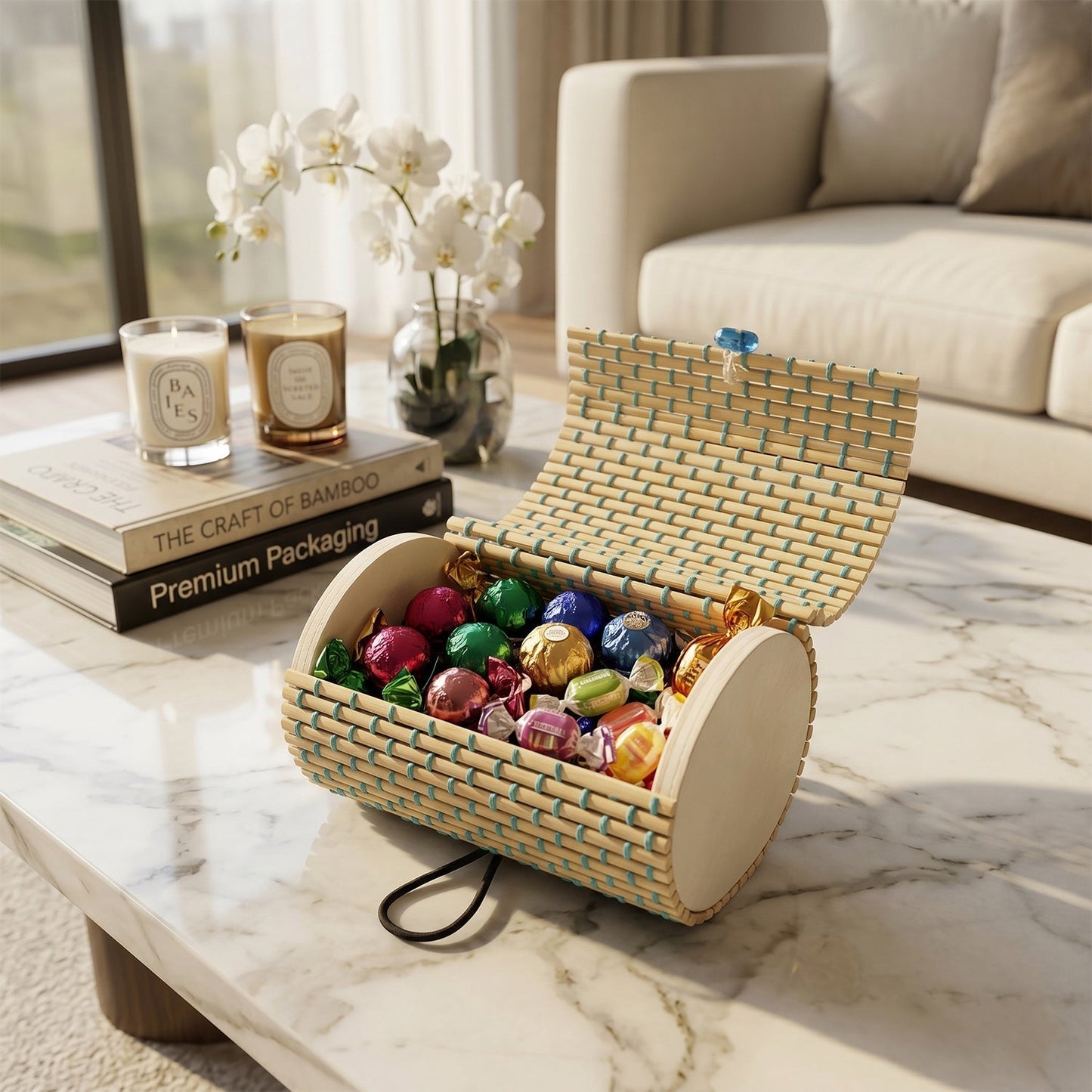 Mini bamboo gift box as home decor accent