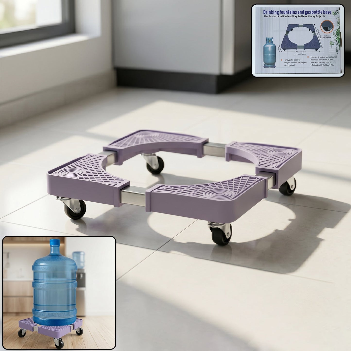 Adjustable washing machine stand with wheels