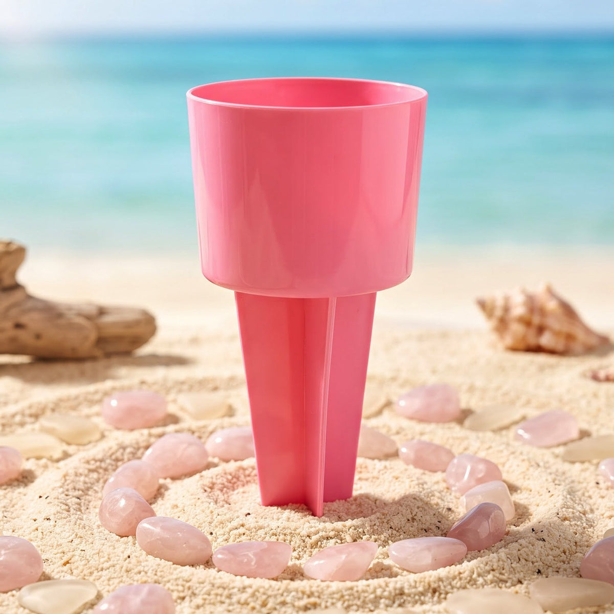 Beach cup holder stake detail