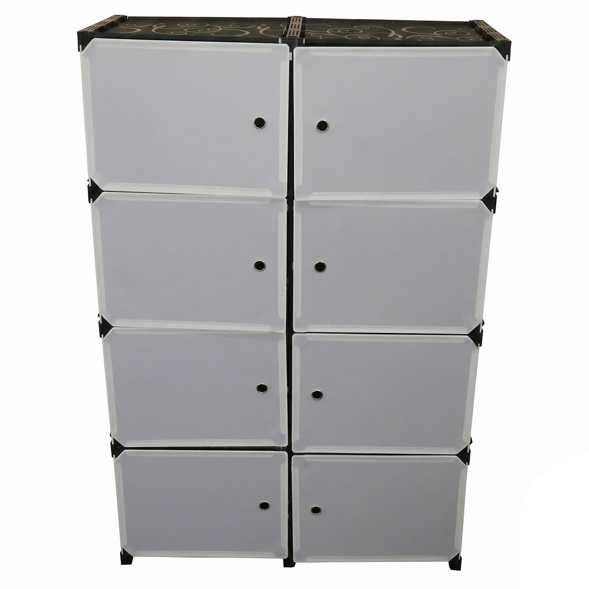 Multi compartment storage cabinet white background