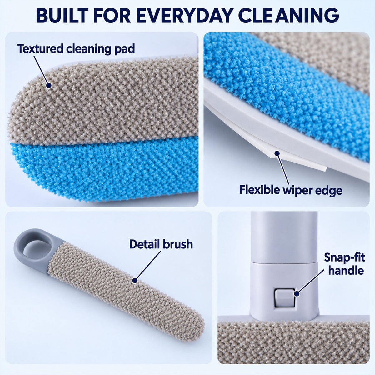 Cleaning brush wiper edge detail