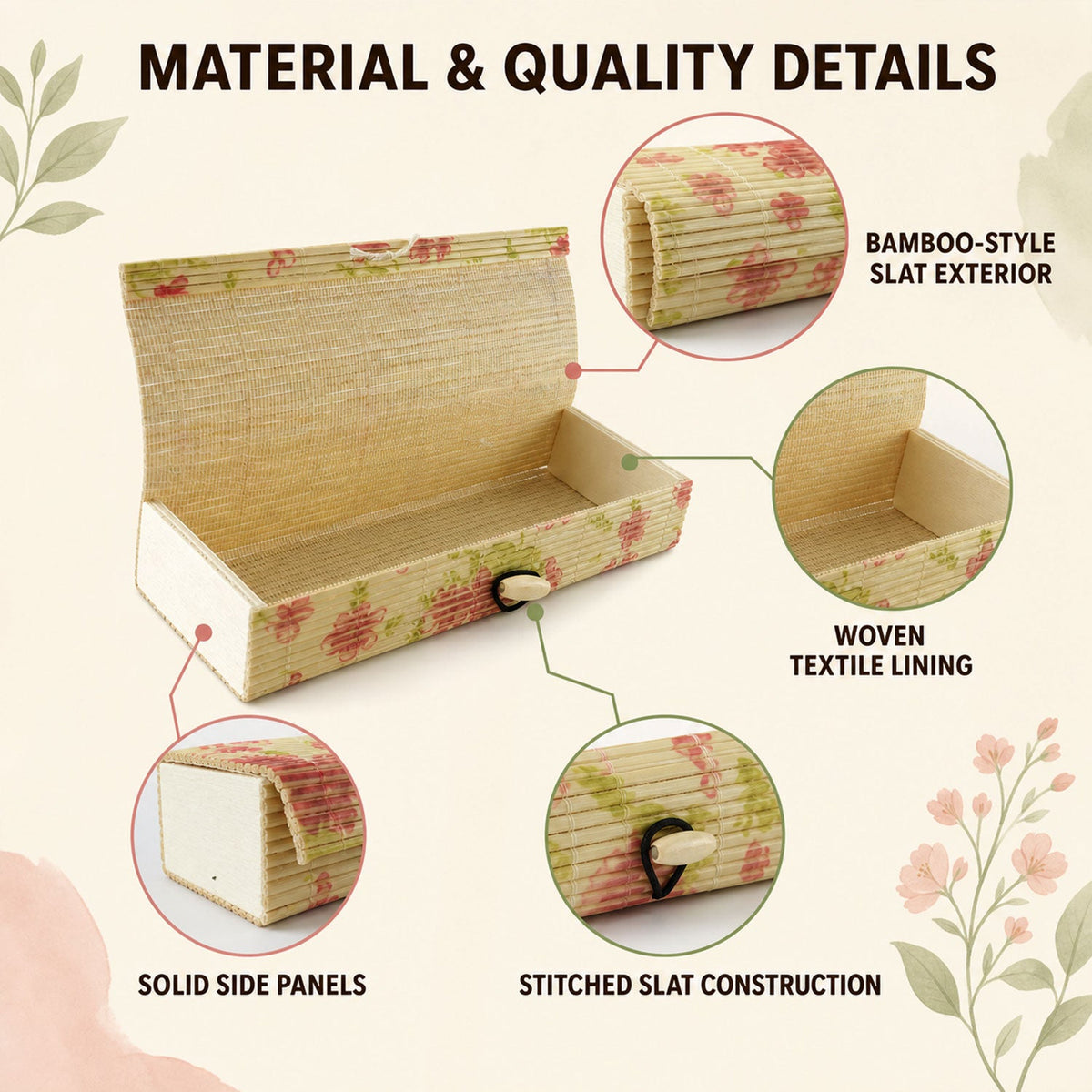 Wooden storage box material details