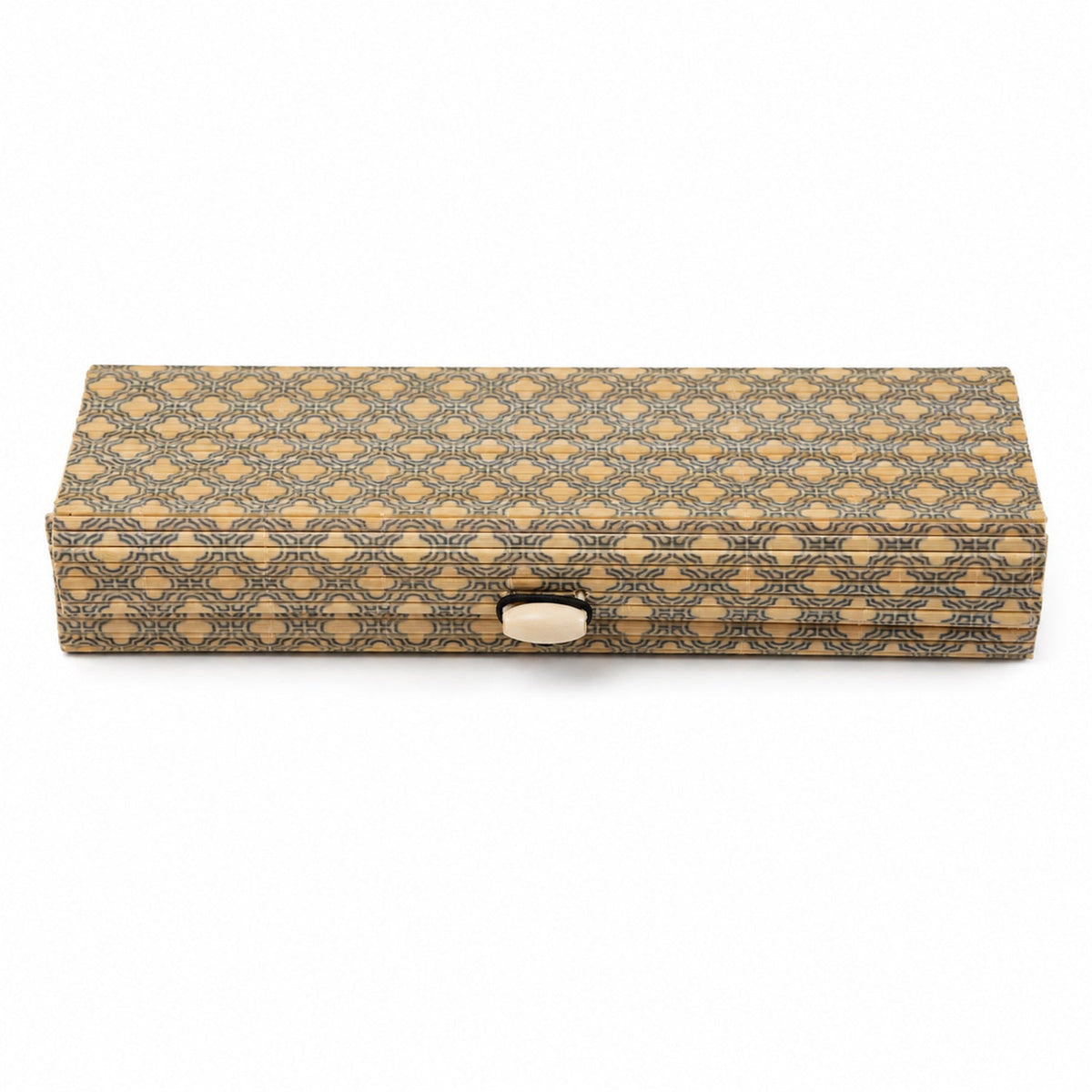 Decorative wooden empty box on white background