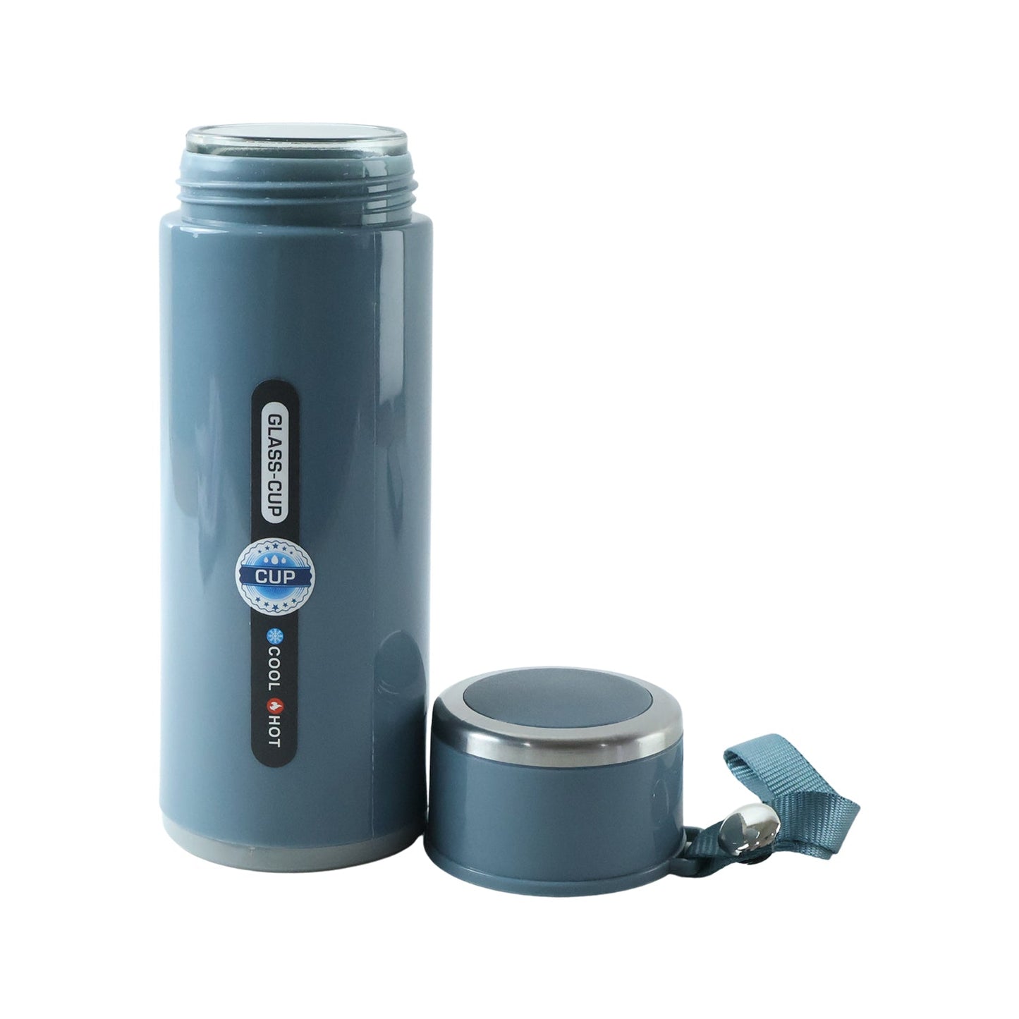 Vacuum insulated water bottle on white background