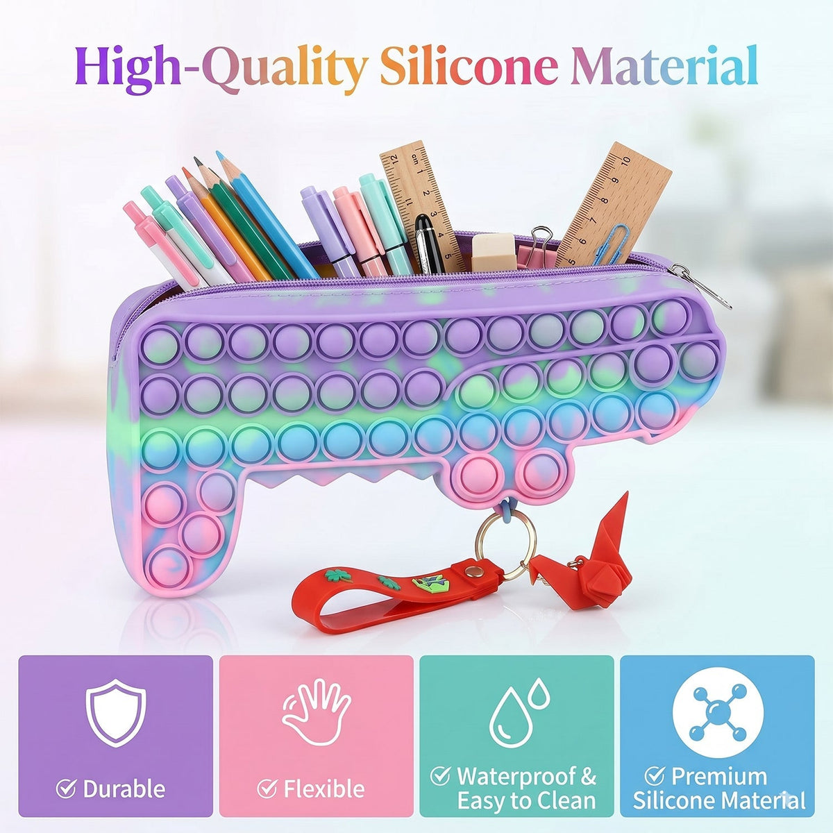 Fidget silicone pouch stress relief