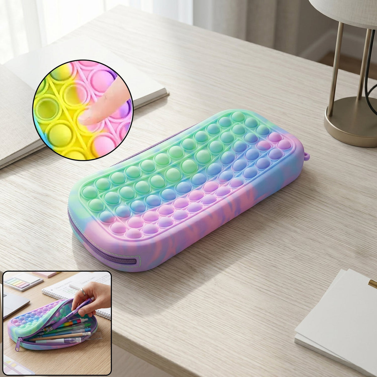 Pop it silicone pencil pouch fidget