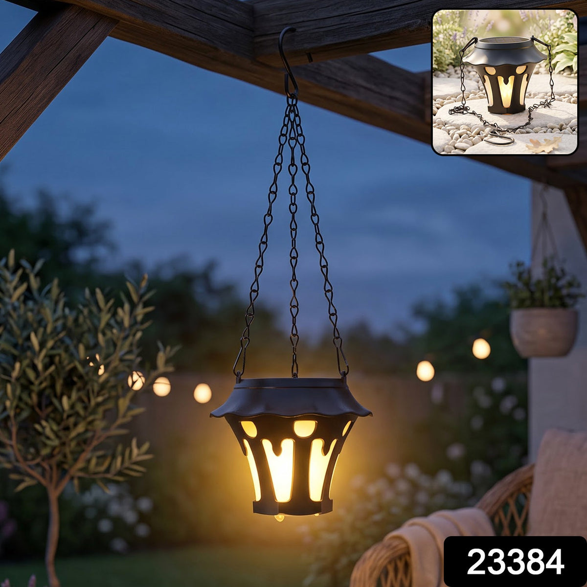 Solar powered outdoor hanging lantern, 1 piece pack