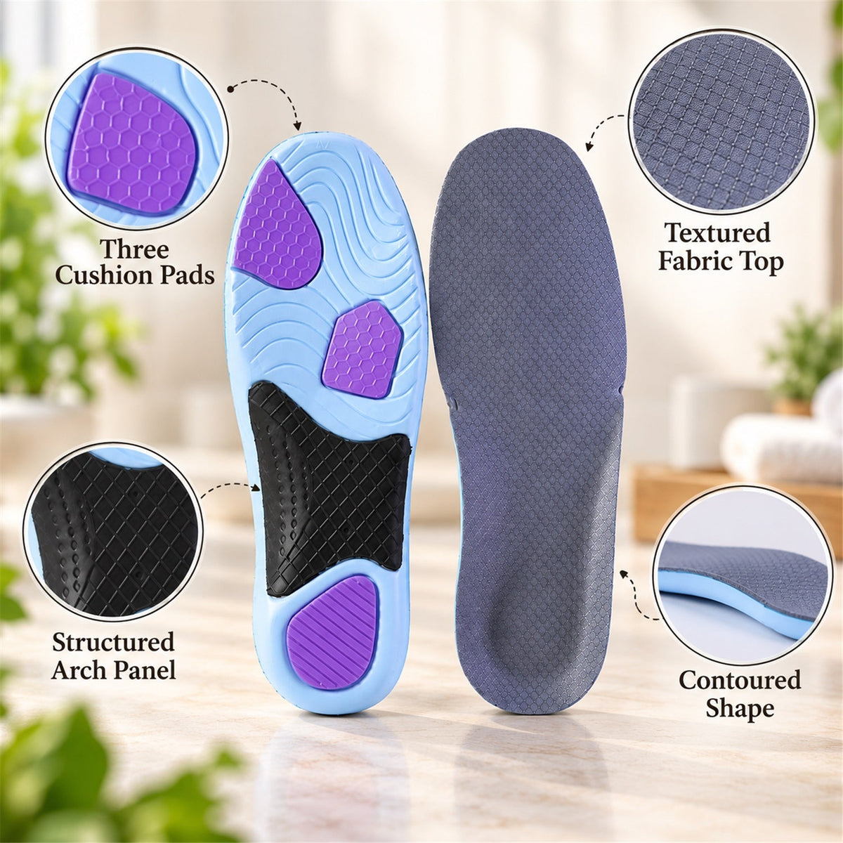 Comfort cushion foot support insoles