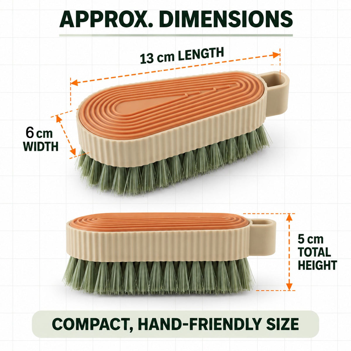 Multipurpose cleaning brush with textured grip and dense bristles 04