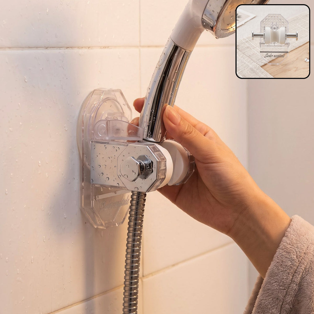 Bathroom suction shower holder lifestyle view