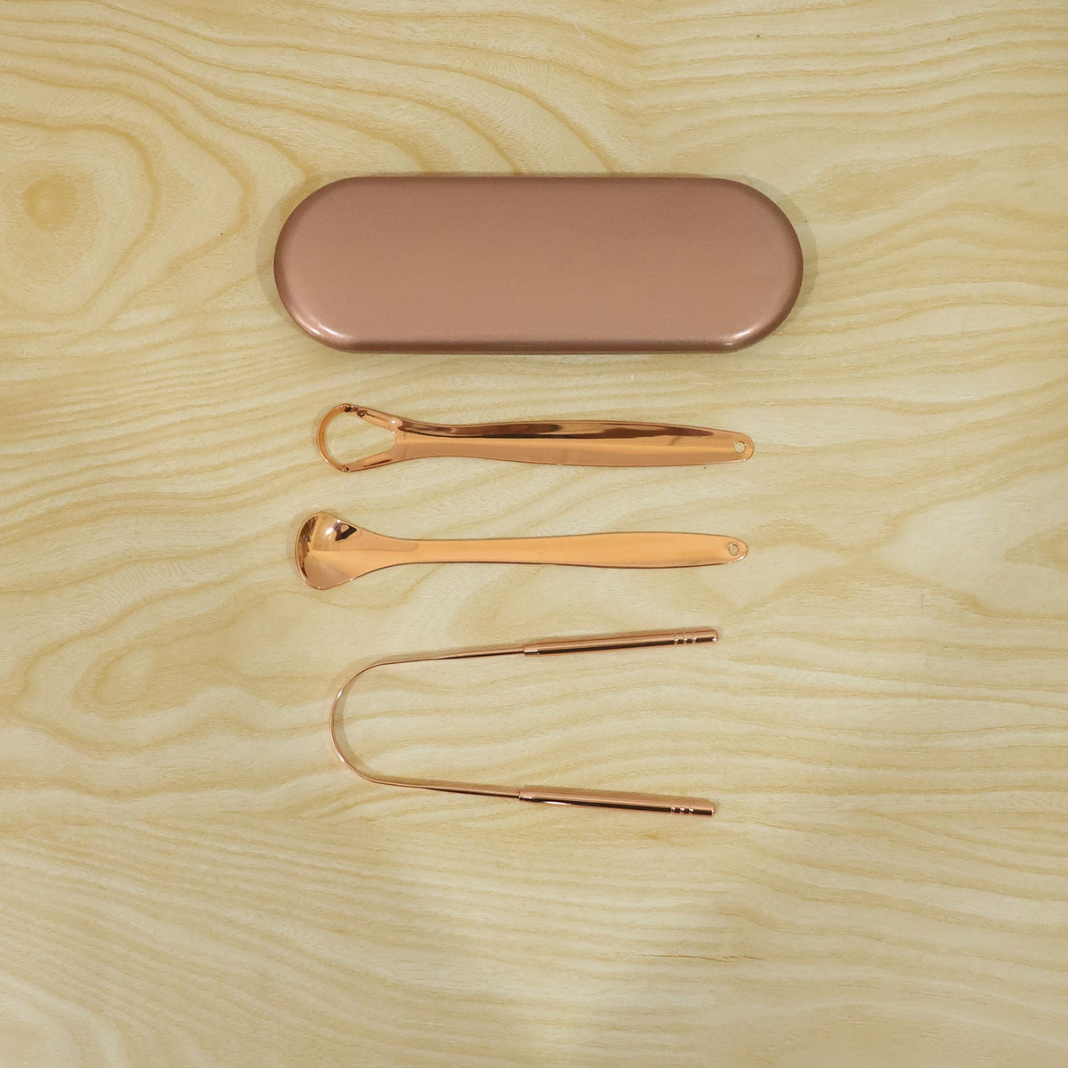 Stainless steel tongue cleaner set with travel case - actual product