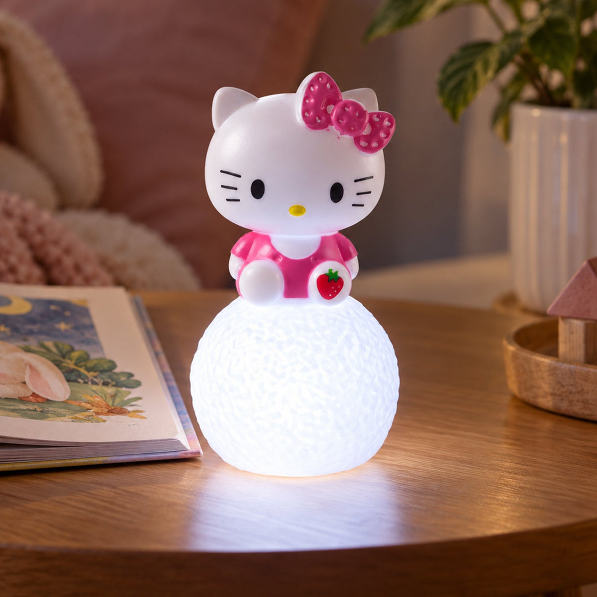 Cartoon cat LED night light textured orb base