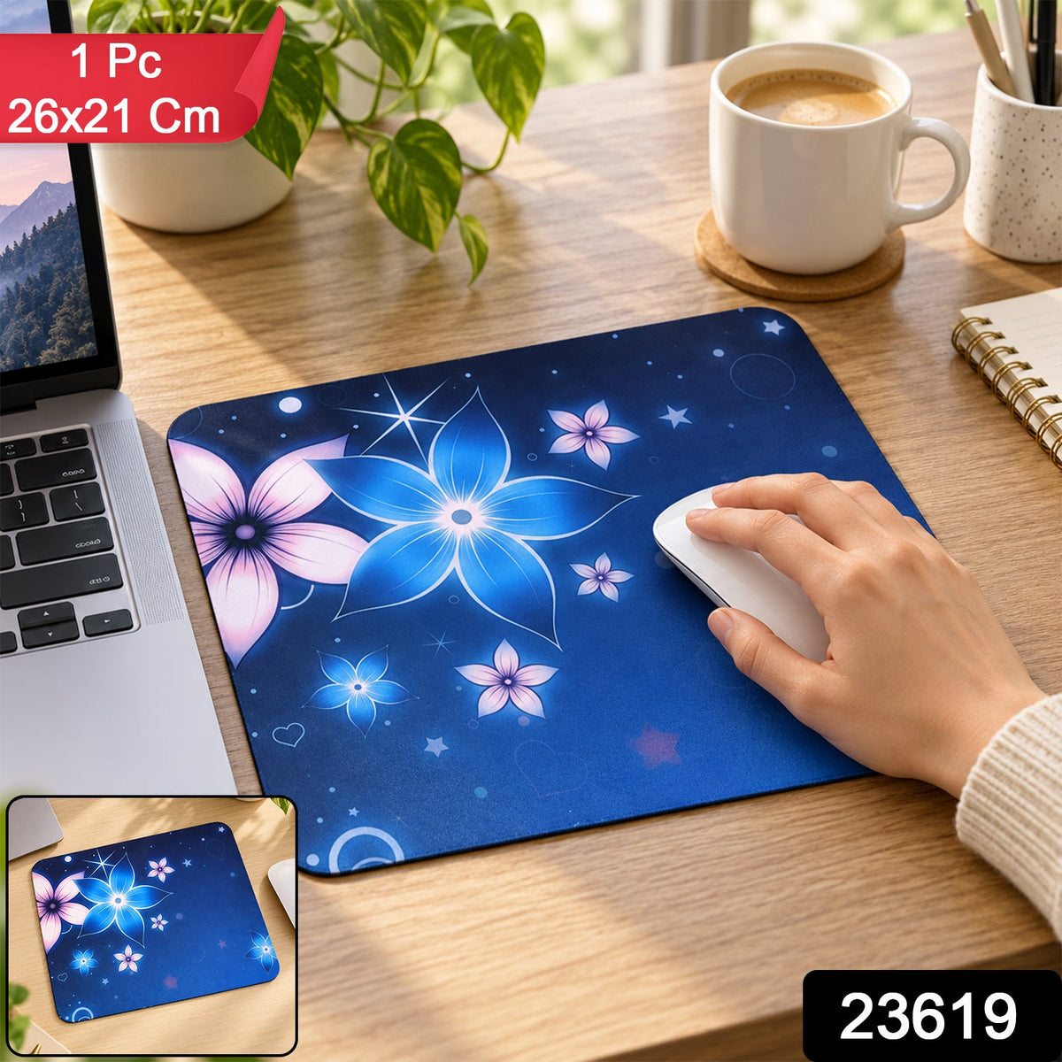 Blue floral mouse pad - SKU photo