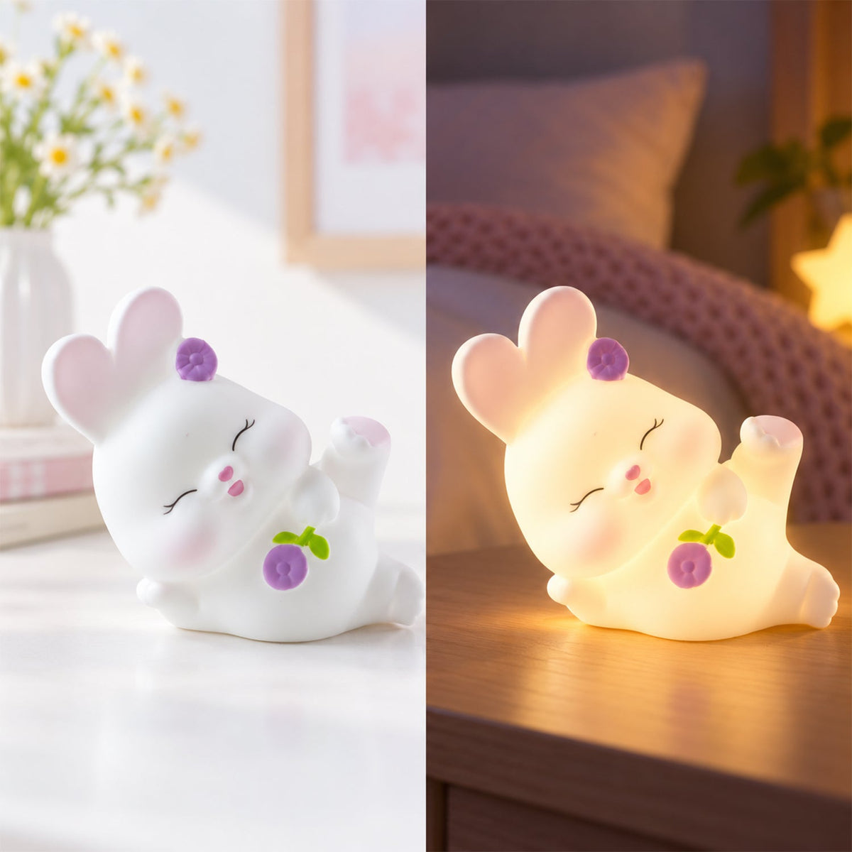 Bedside decor rabbit lamp kids