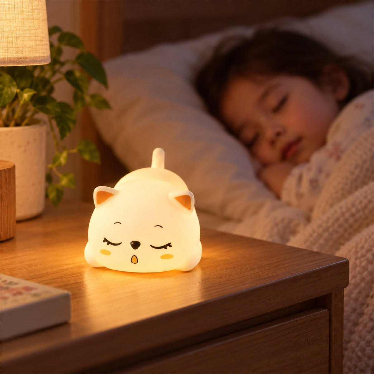 Bedside room decor cat lamp