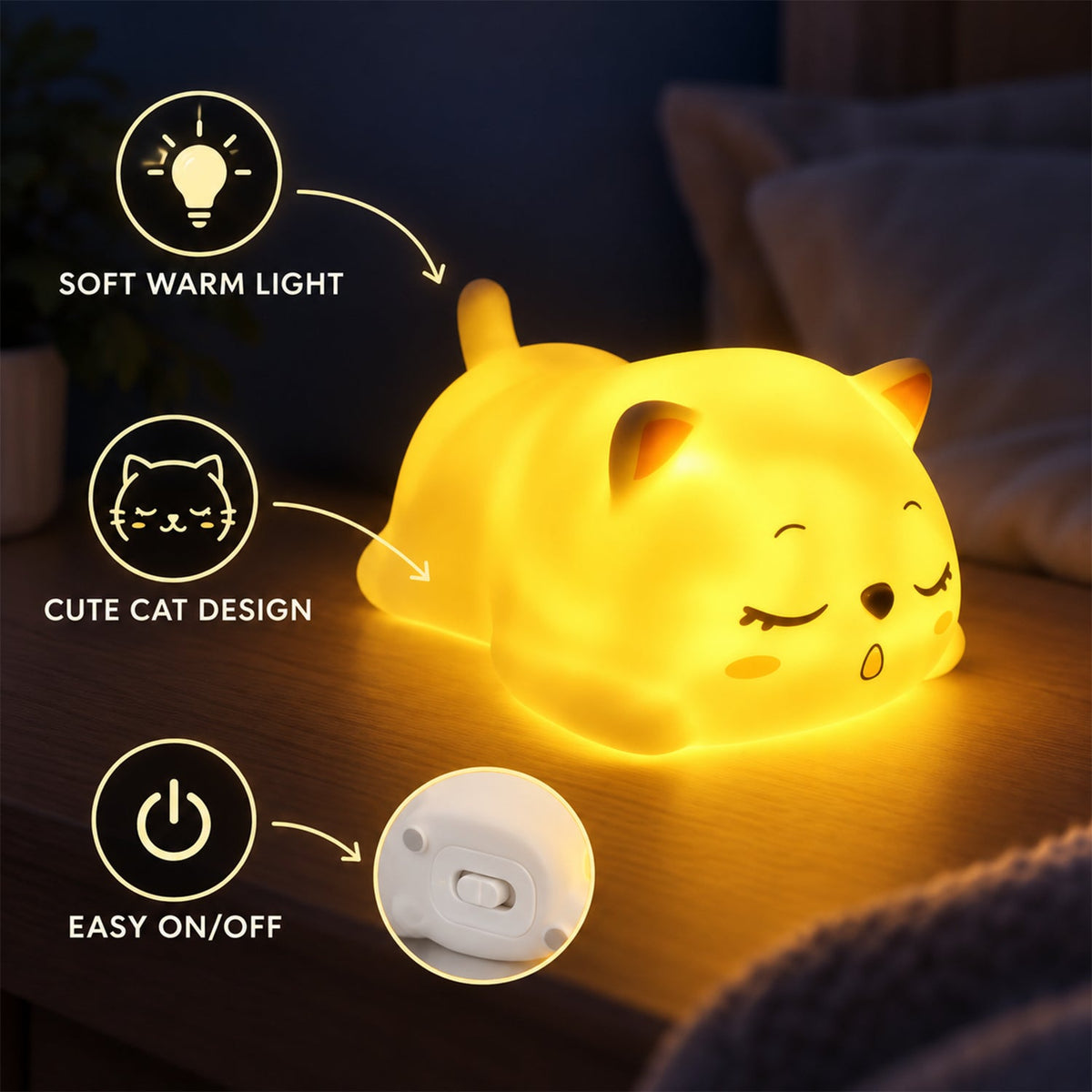 Cat night light detail
