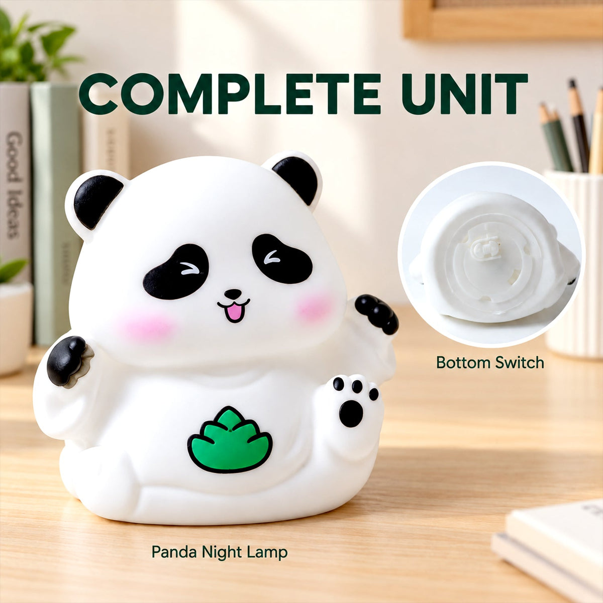 Bedside table panda lamp decor