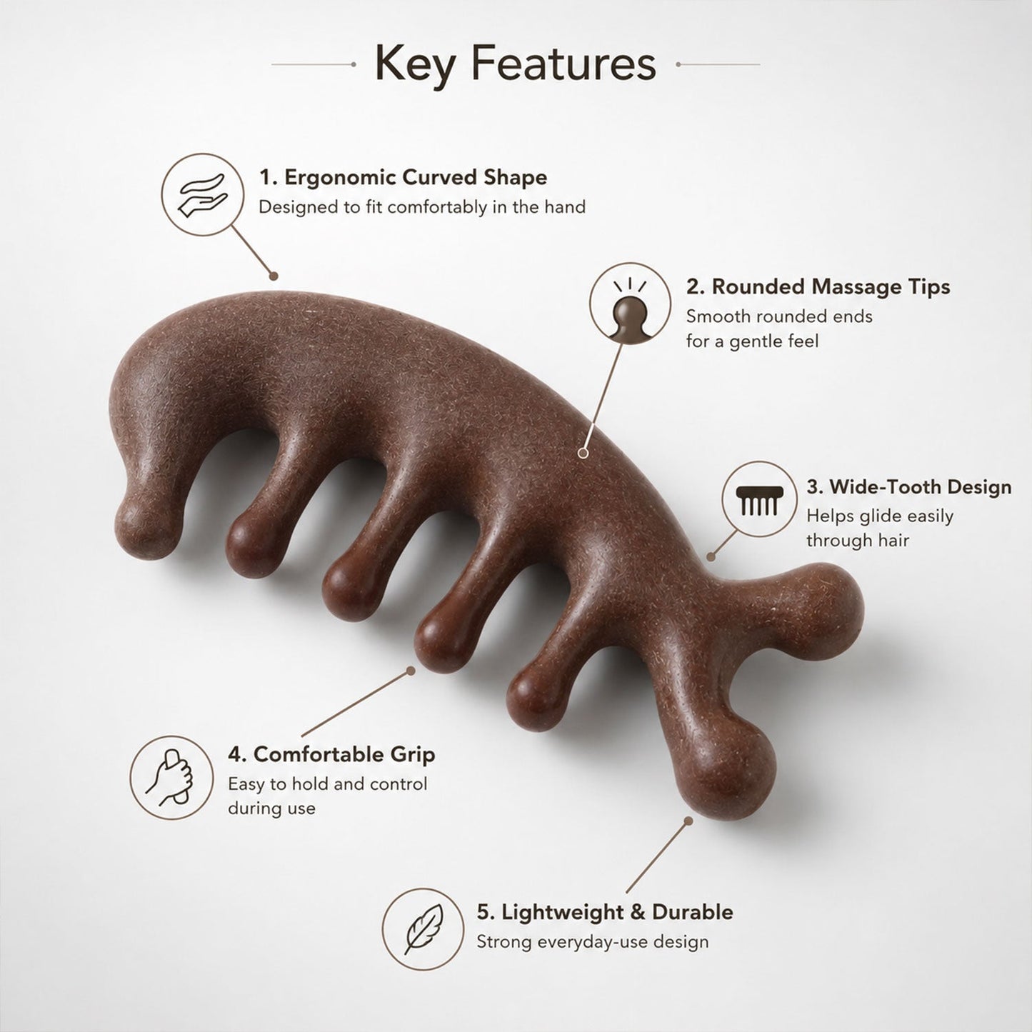 Handheld wooden acupressure scalp massager