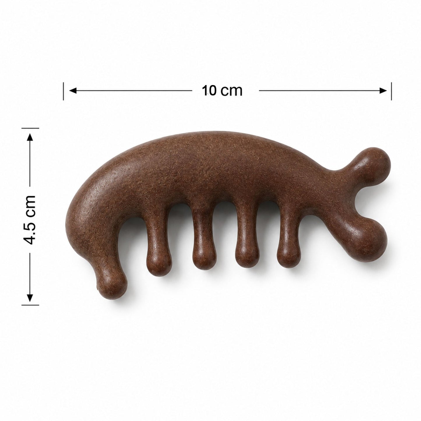 Wooden scalp massager comb with hand for size reference