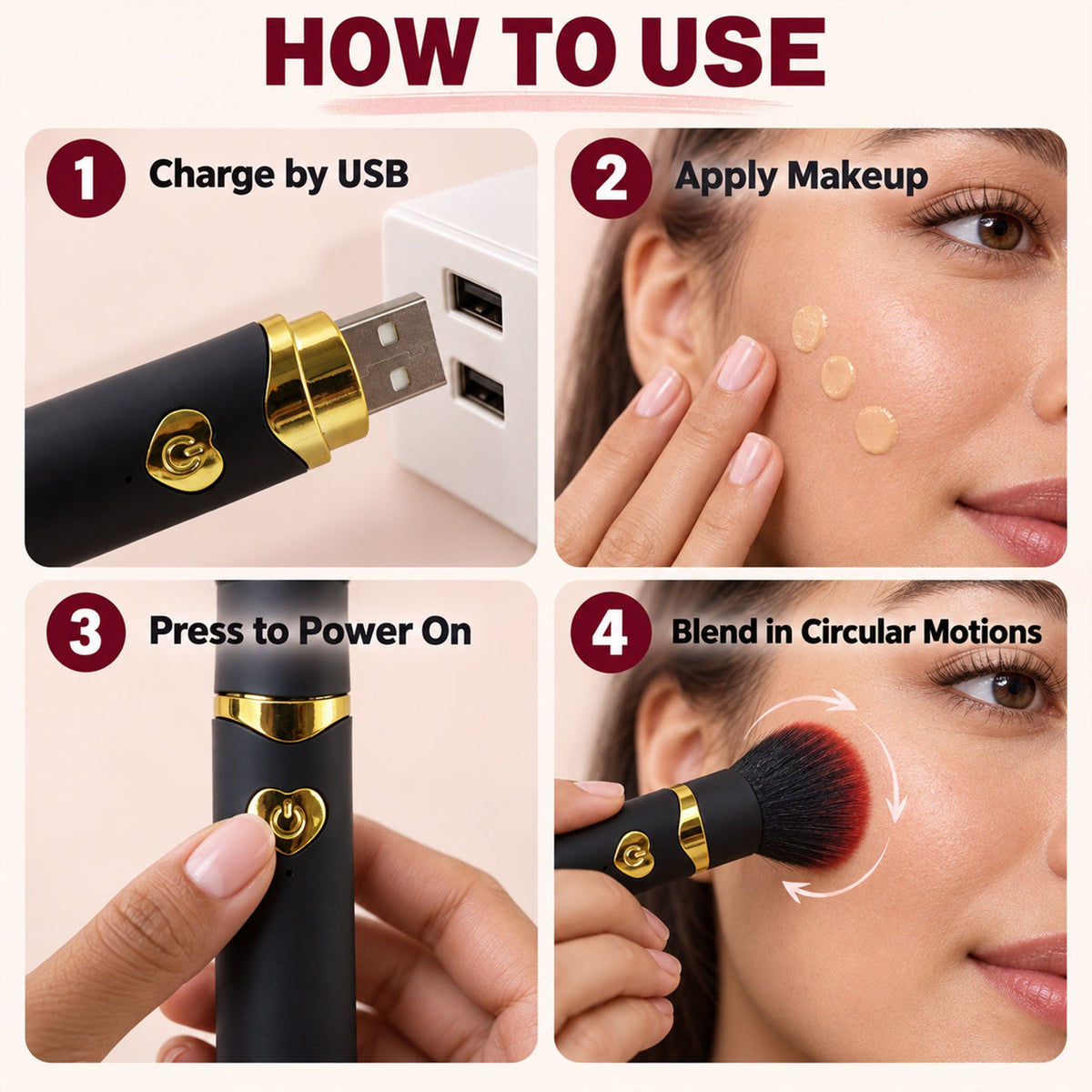 Makeup brush USB charging view