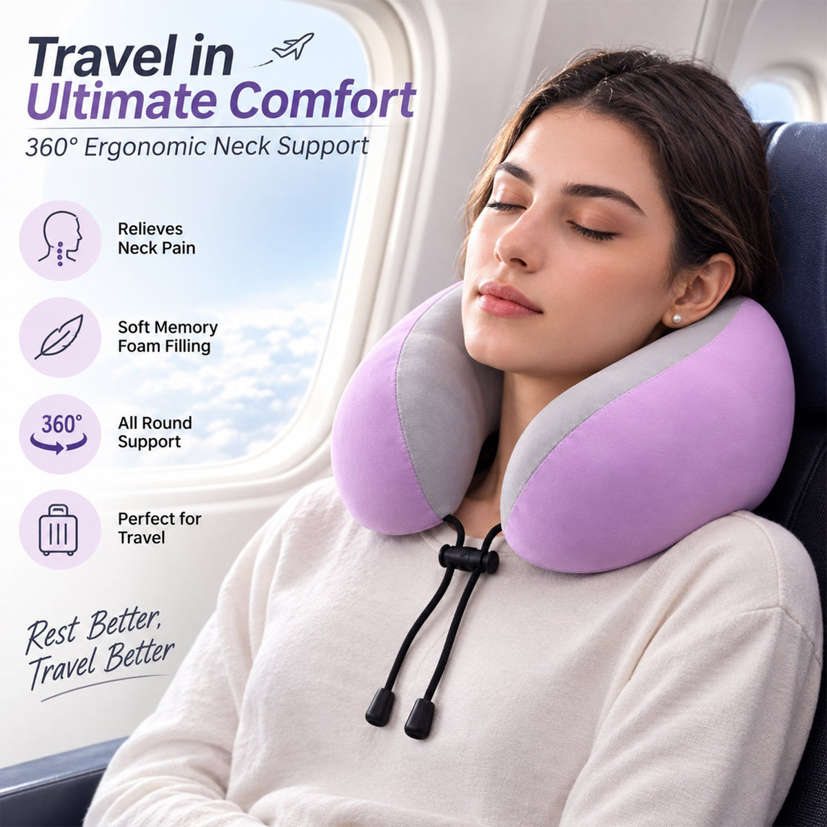 Neck support pillow for air travel