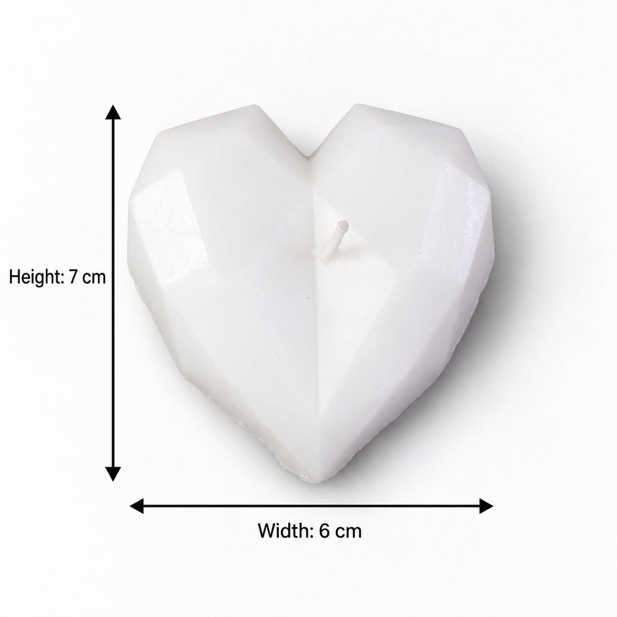 White Faceted Heart Shape Wax Candle