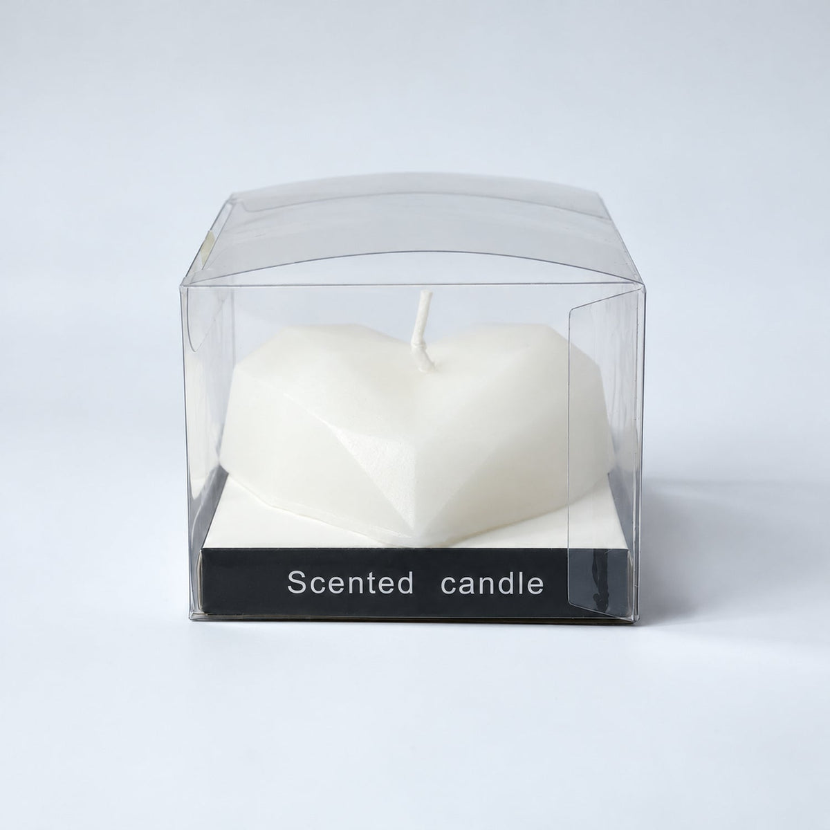 White Faceted Heart Shape Wax Candle