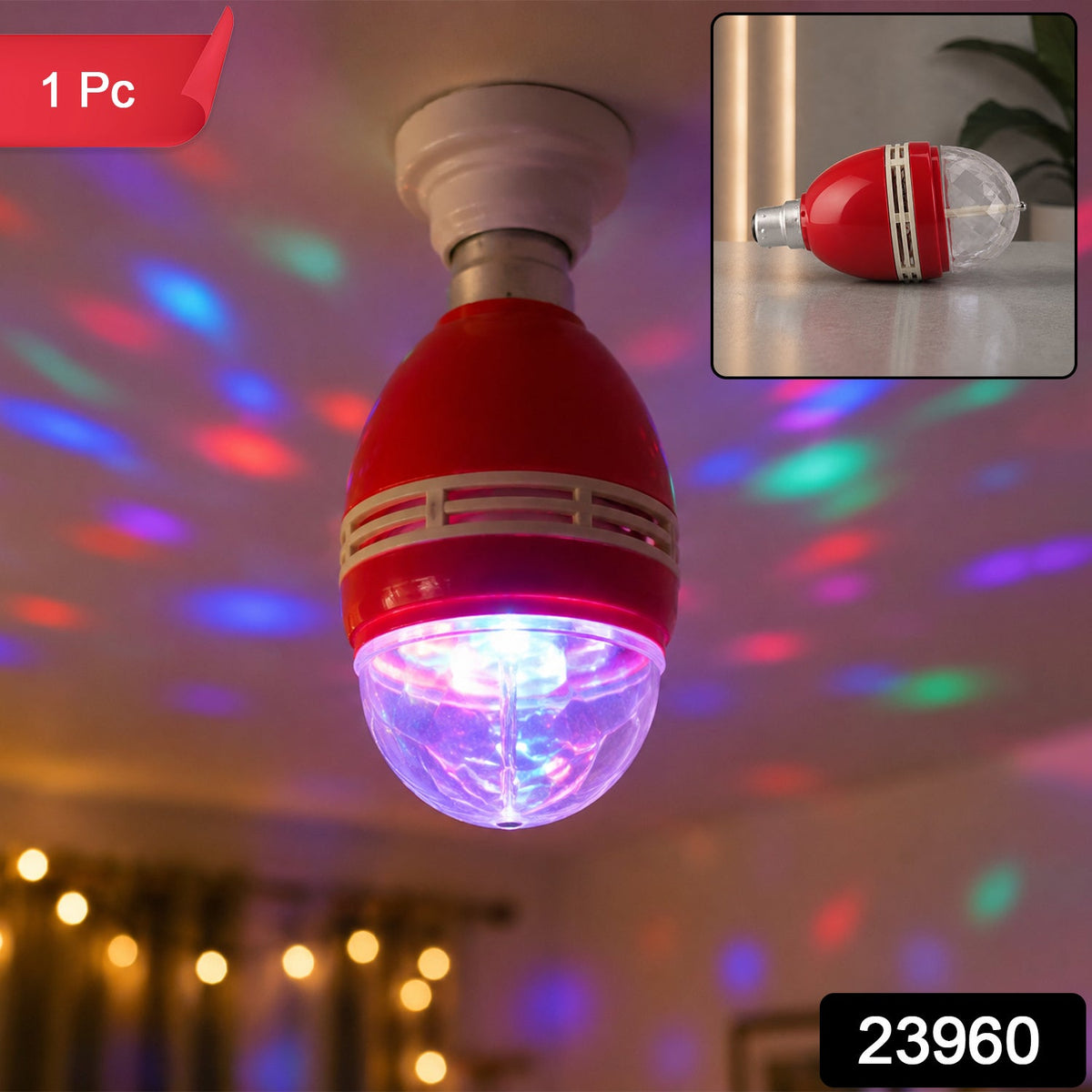 Multicolour rotating LED disco light bulb, 1 piece