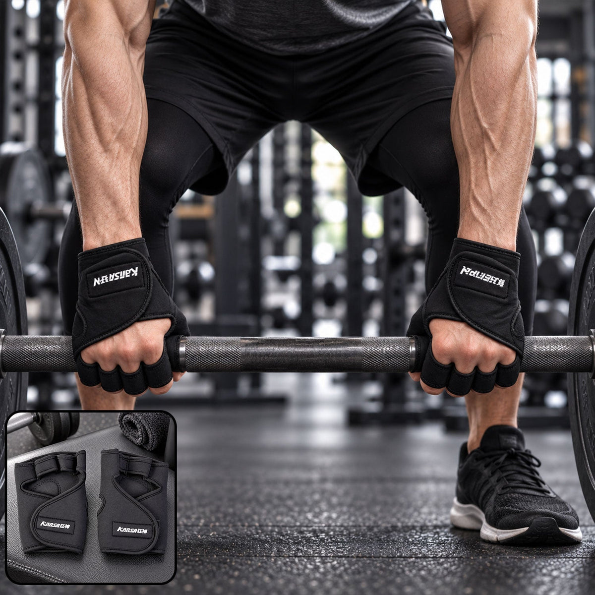 Half finger gym gloves padded palm lifting
