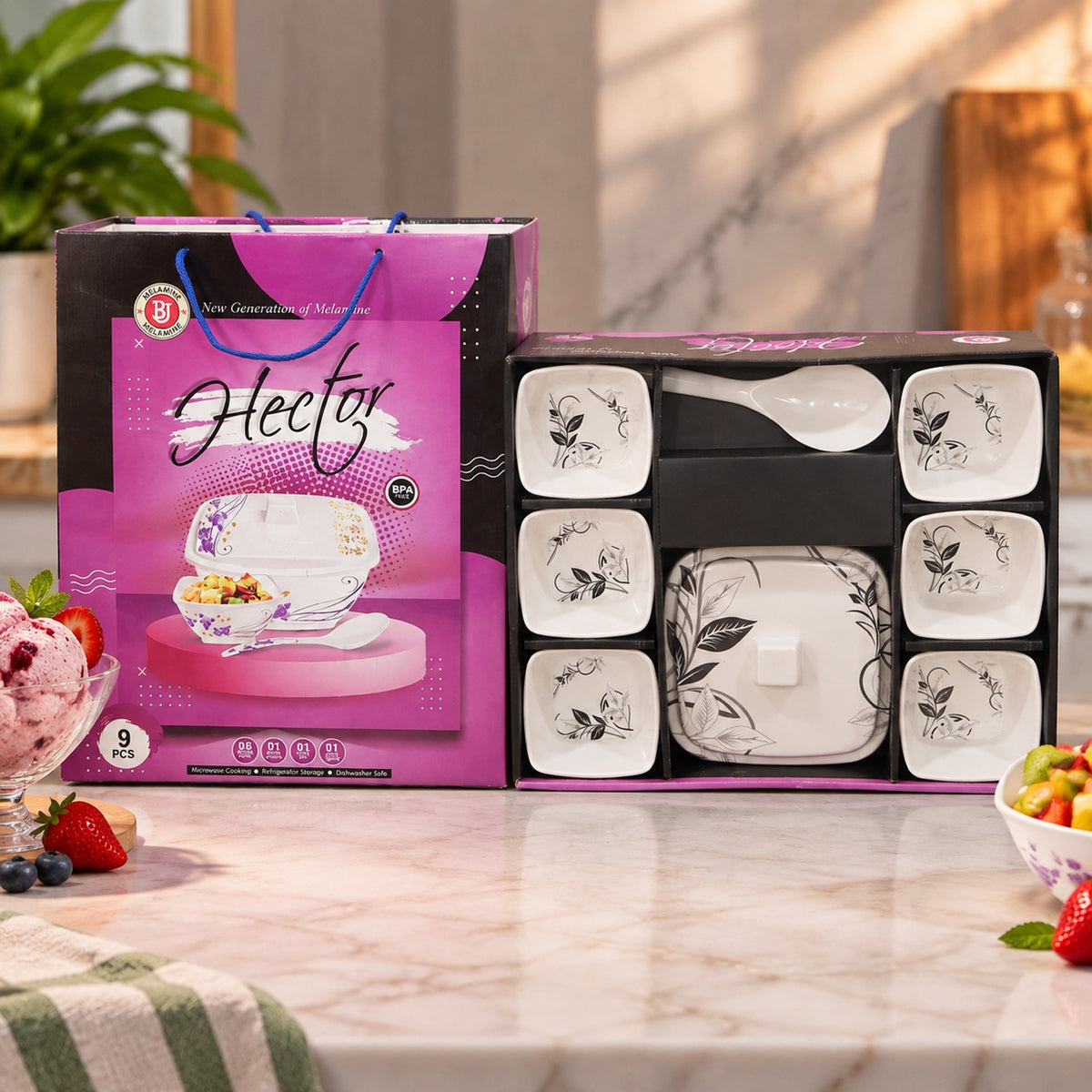 Hector High Quality Dinning Dinner / Pudding Set (9 Pcs set)