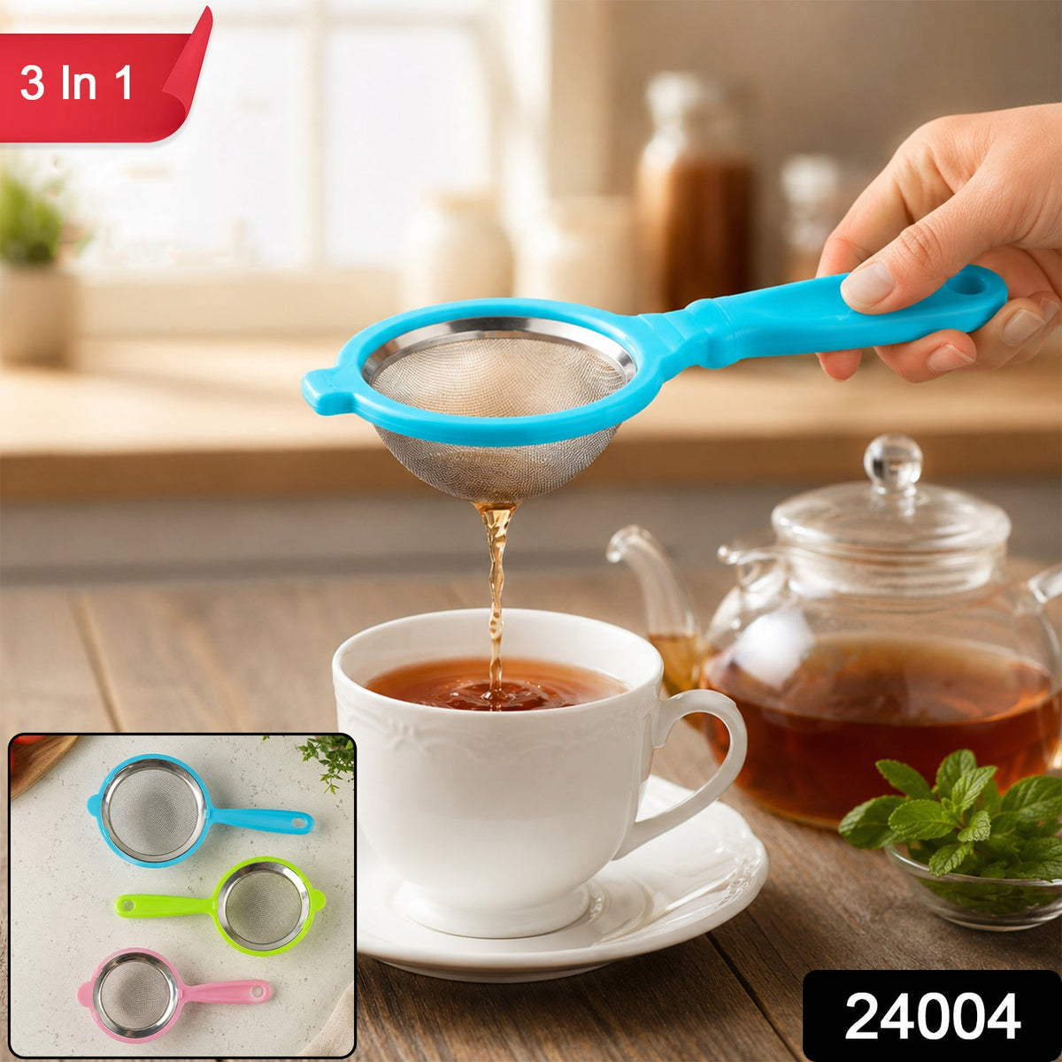 3 in 1 mesh tea filter strainer set, 3 pieces