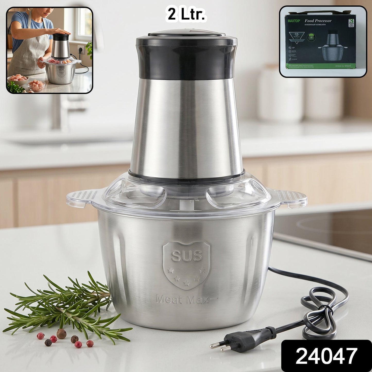 Stainless steel food processor and chopper appliance