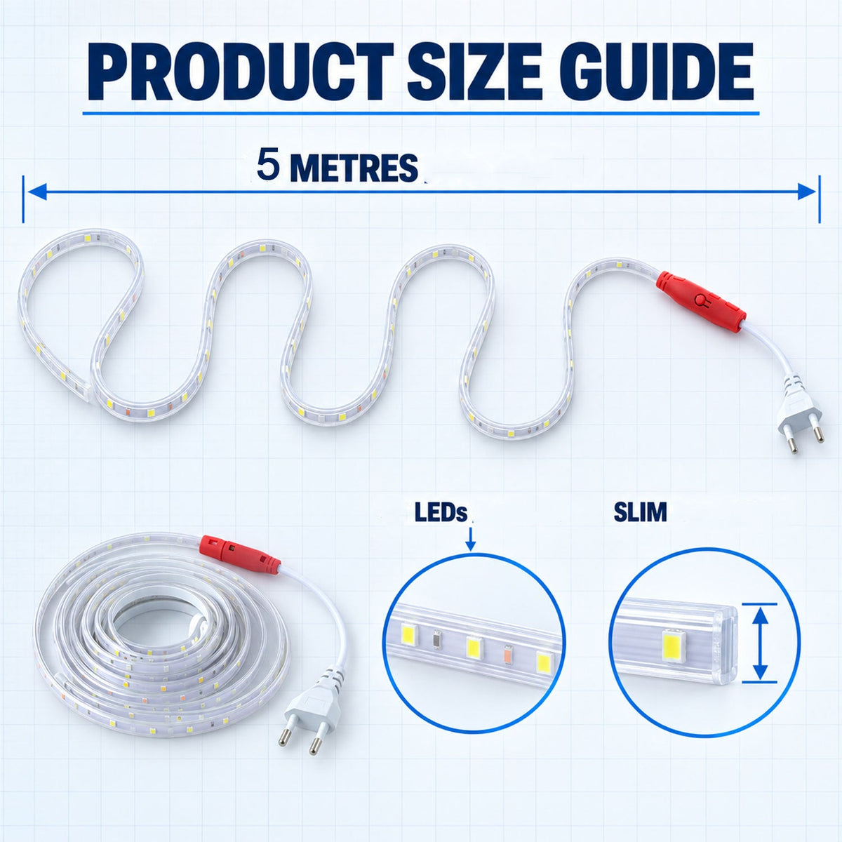 Rope light size guide