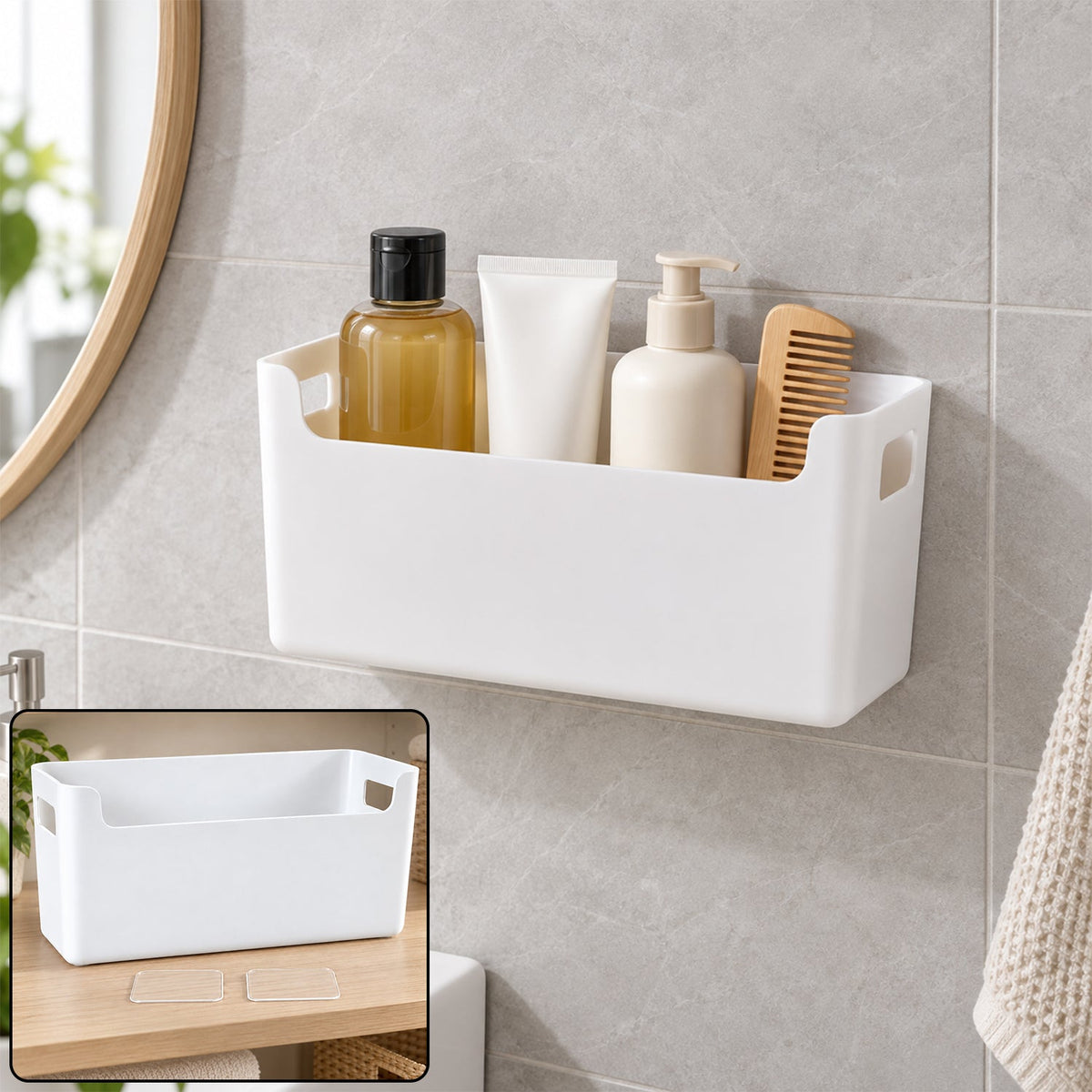Adhesive wall mount storage box kitchen