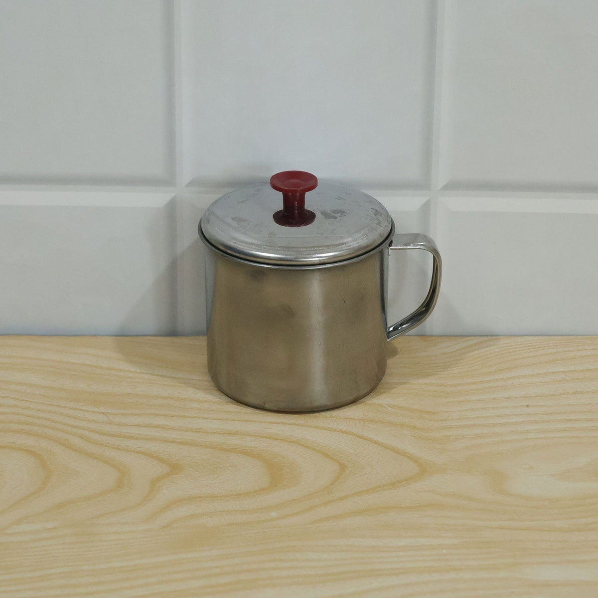 Stainless steel tea coffee mug with lid - actual product
