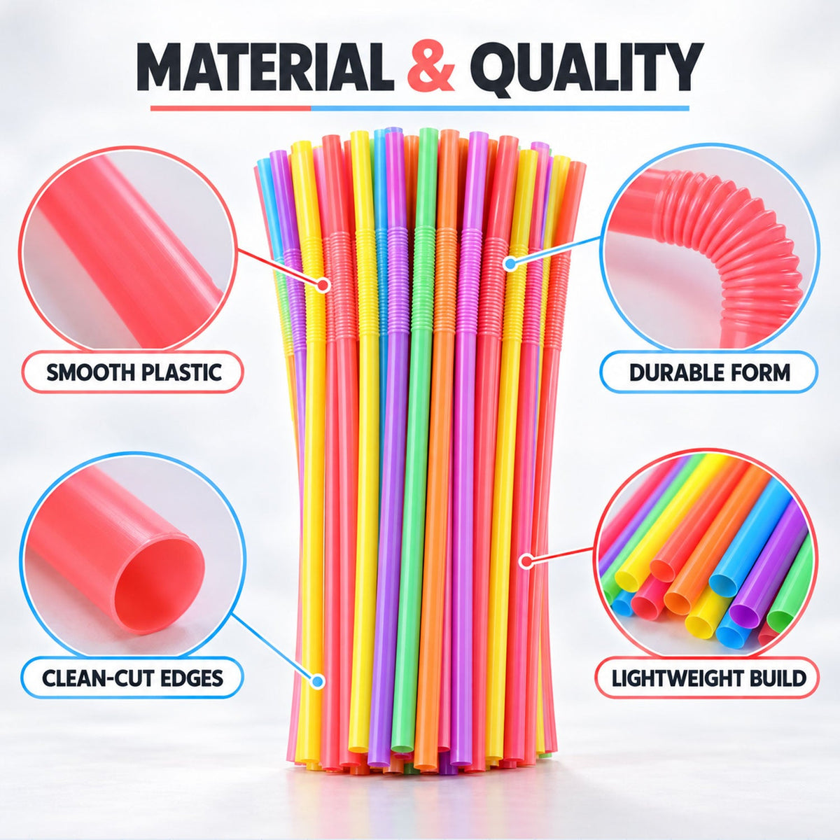 Colourful bendable plastic drinking straws sixty piece set 03
