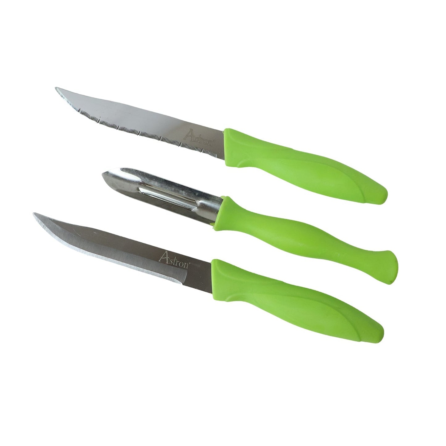 Swivel peeler and utility knife on white background
