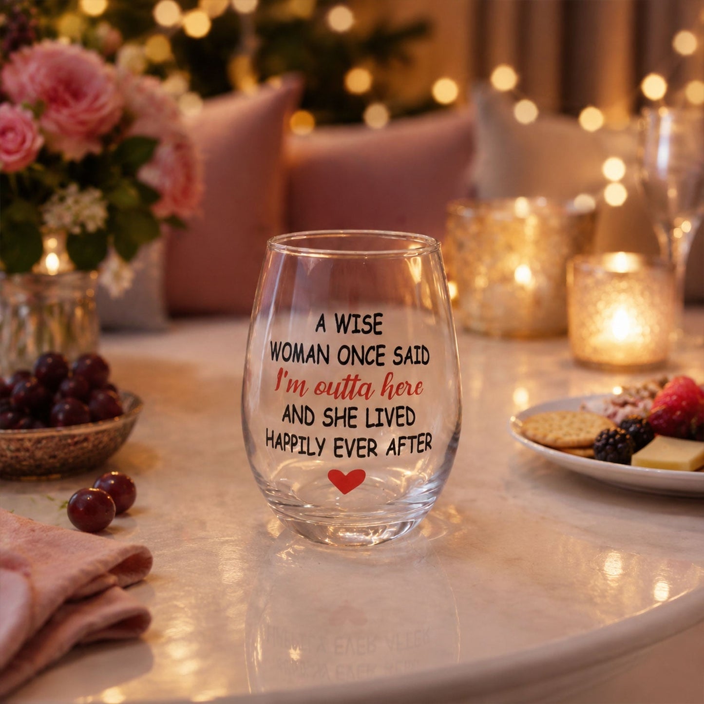 Printed quote drinking glass tumbler