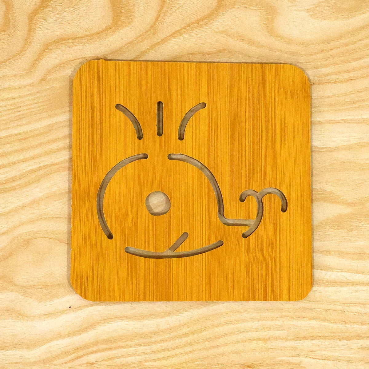 Square wooden coaster live product photo