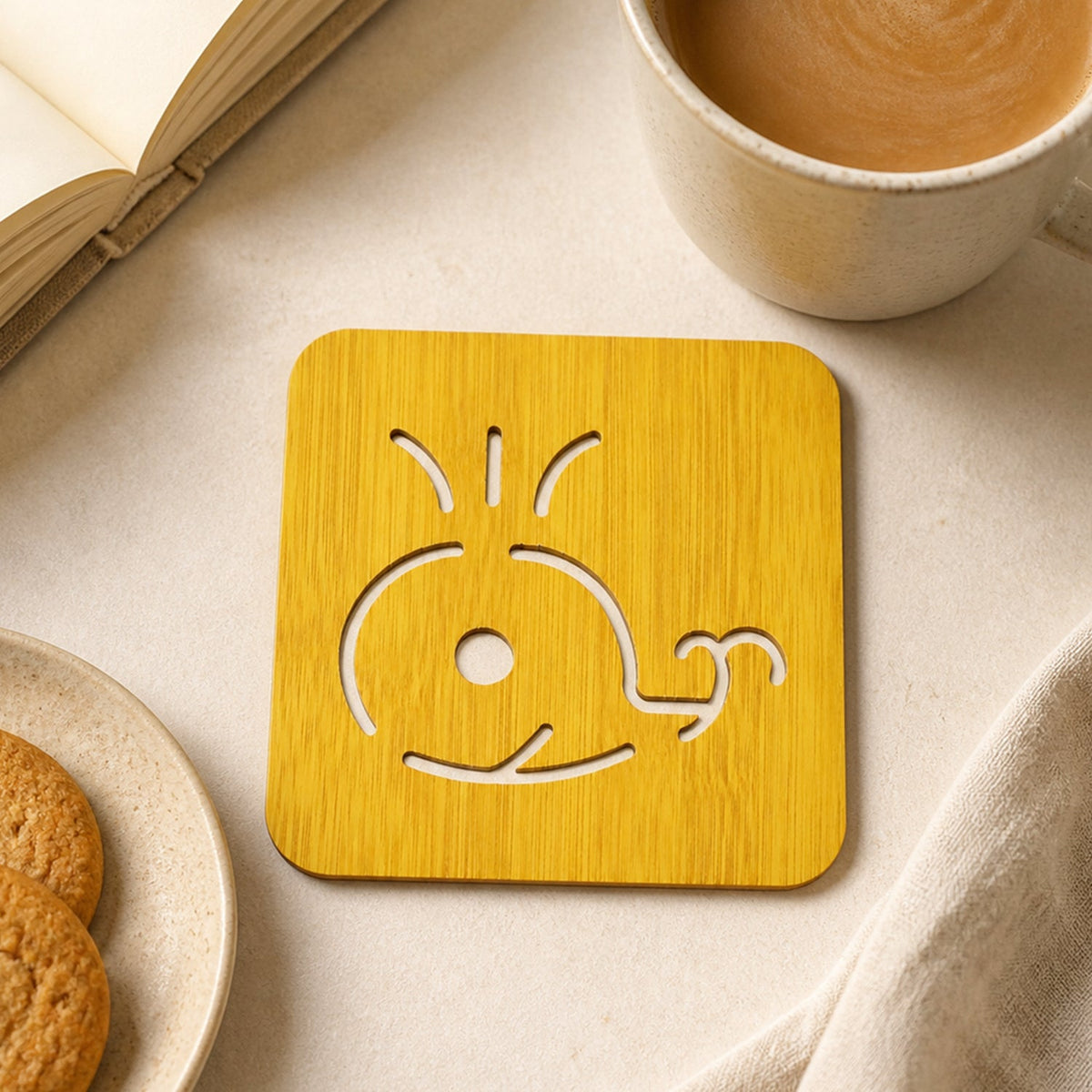 Decorative whale design wooden coaster